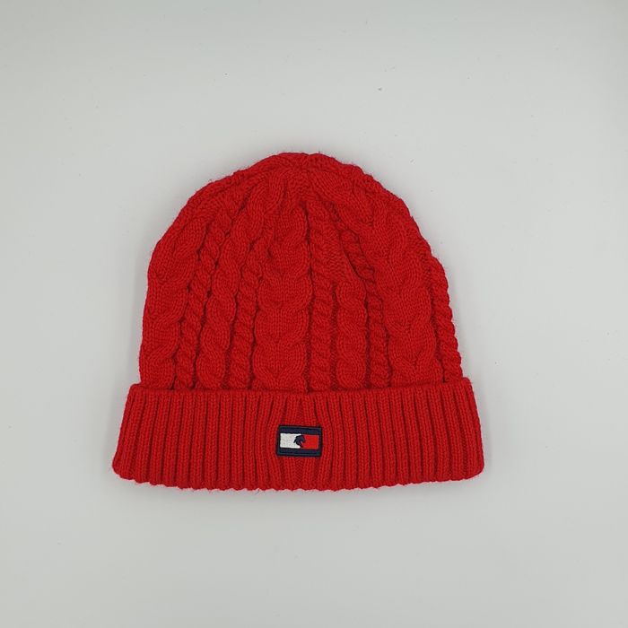 Czapka tommy hilfiger beanie czerwona zimowa przejściowa