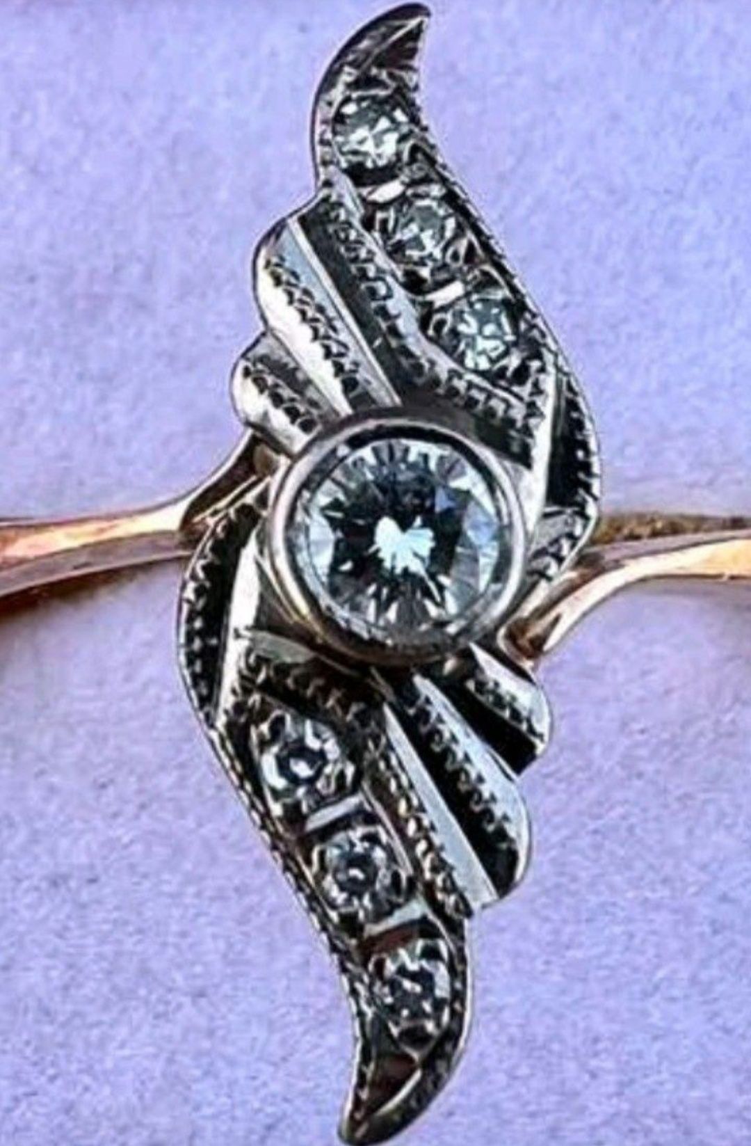 Кольцо каблучка 583 ссср с бриллиантами з діамантами 0,17ct 3,56г р.19