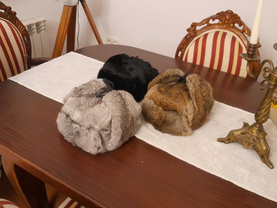 Czapka Uszatka z królika Naturalnego :: Ręcznie szyta