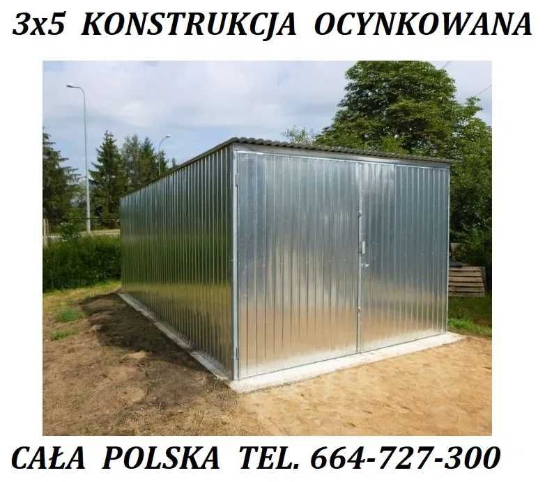 Garaż blaszany 3x5 szkielet ocynk! Garaże PROMOCJA! Cała Polska SZYBKO