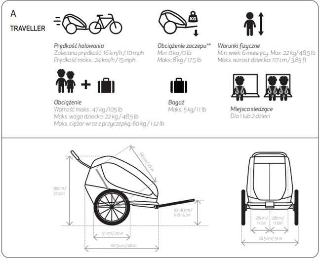 Przyczepka rowerowa / wózek HAMAX TRAVELLER TWIN