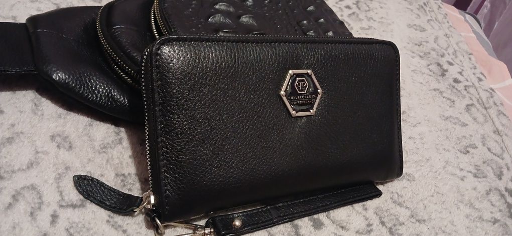Мужской кожаный клатч Philipp Plein Филипп Плейн