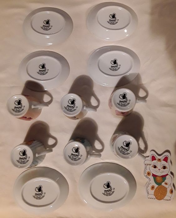 Conjunto 6 chávenas de café da Loja do Gato Preto, Maneki-neko, novo!