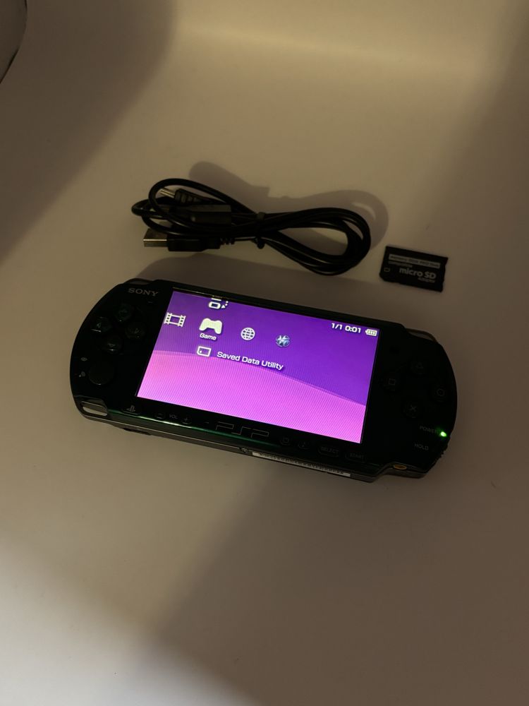 zielona konsola PSP 3000 slim + adapter + kabel spirited green