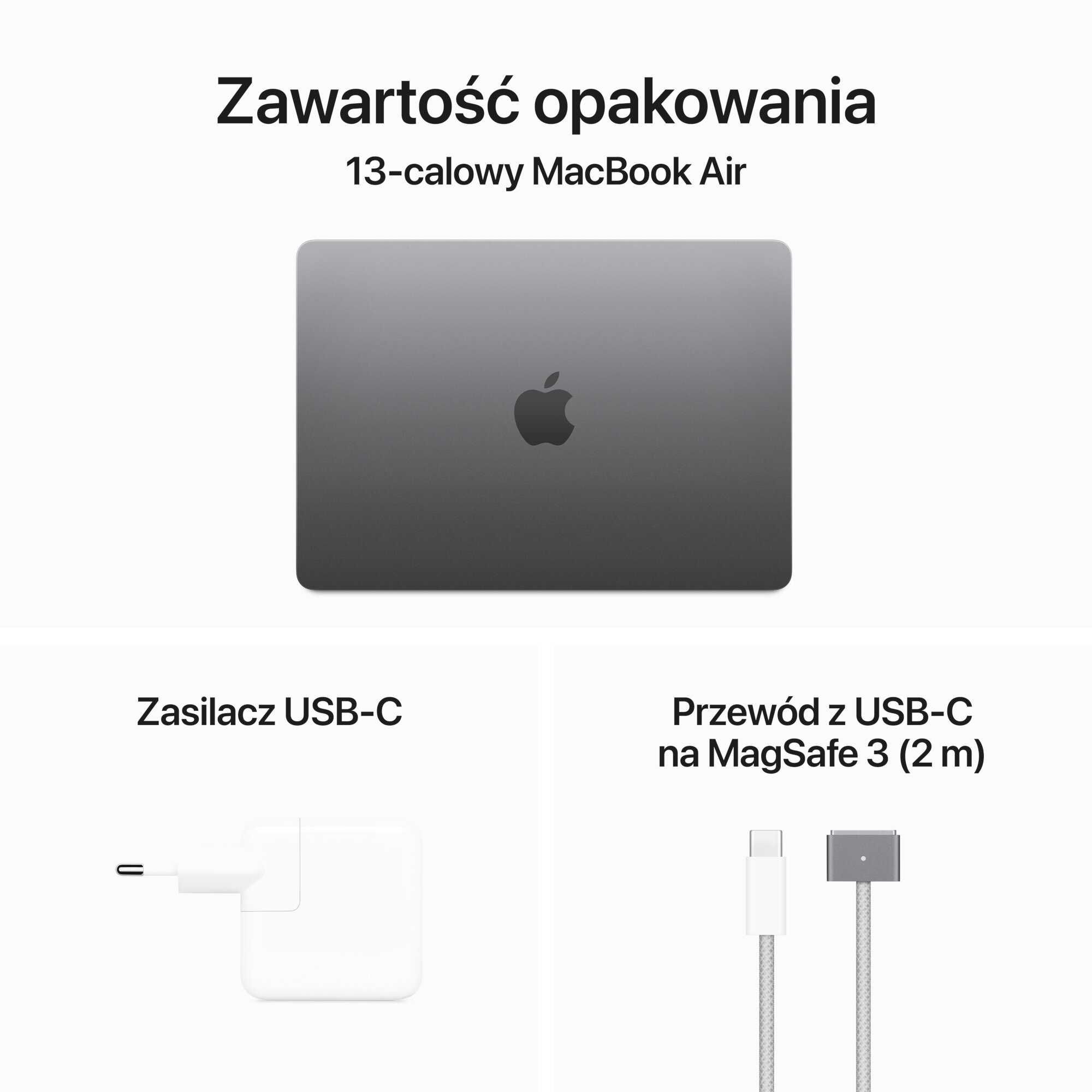 NOWY MacBook AIR 2024 • 13-calowy M3 Space Gray 8 GB RAM • 512 GB SSD