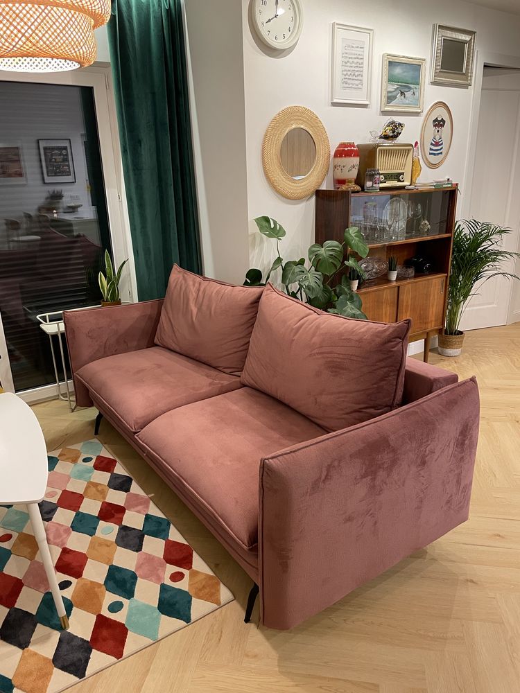 Kanapa SOFA Akita Libro z funkcją spania różowa PINK