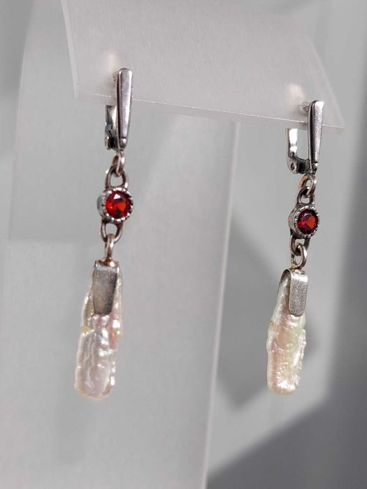 серебряные  серьги с жемчугом Бива