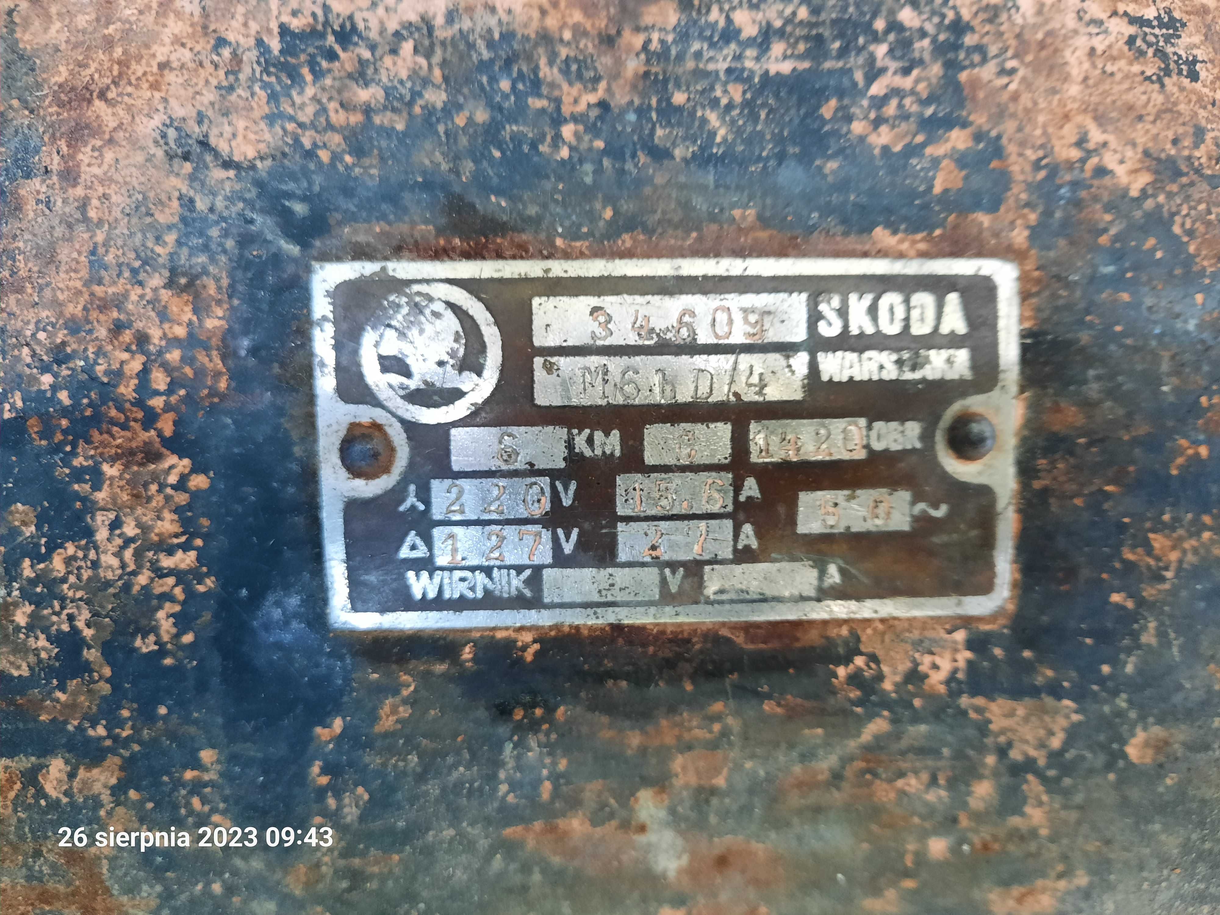 Zabytkowy silnik elektryczny Skoda