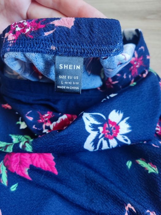 Spódnica midi granatowa w kwiaty kwiatki elegancka dopasowana ołówkowa