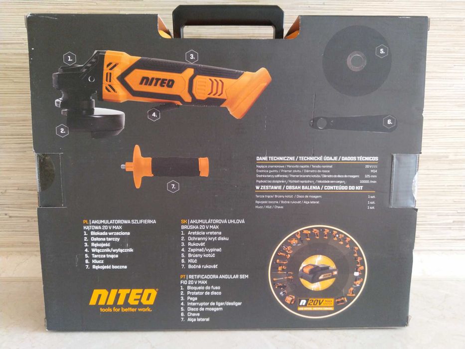 NOWA Akumulatorowa Szlifierka Kątowa 20V Max 125 mm Diaks NITEO