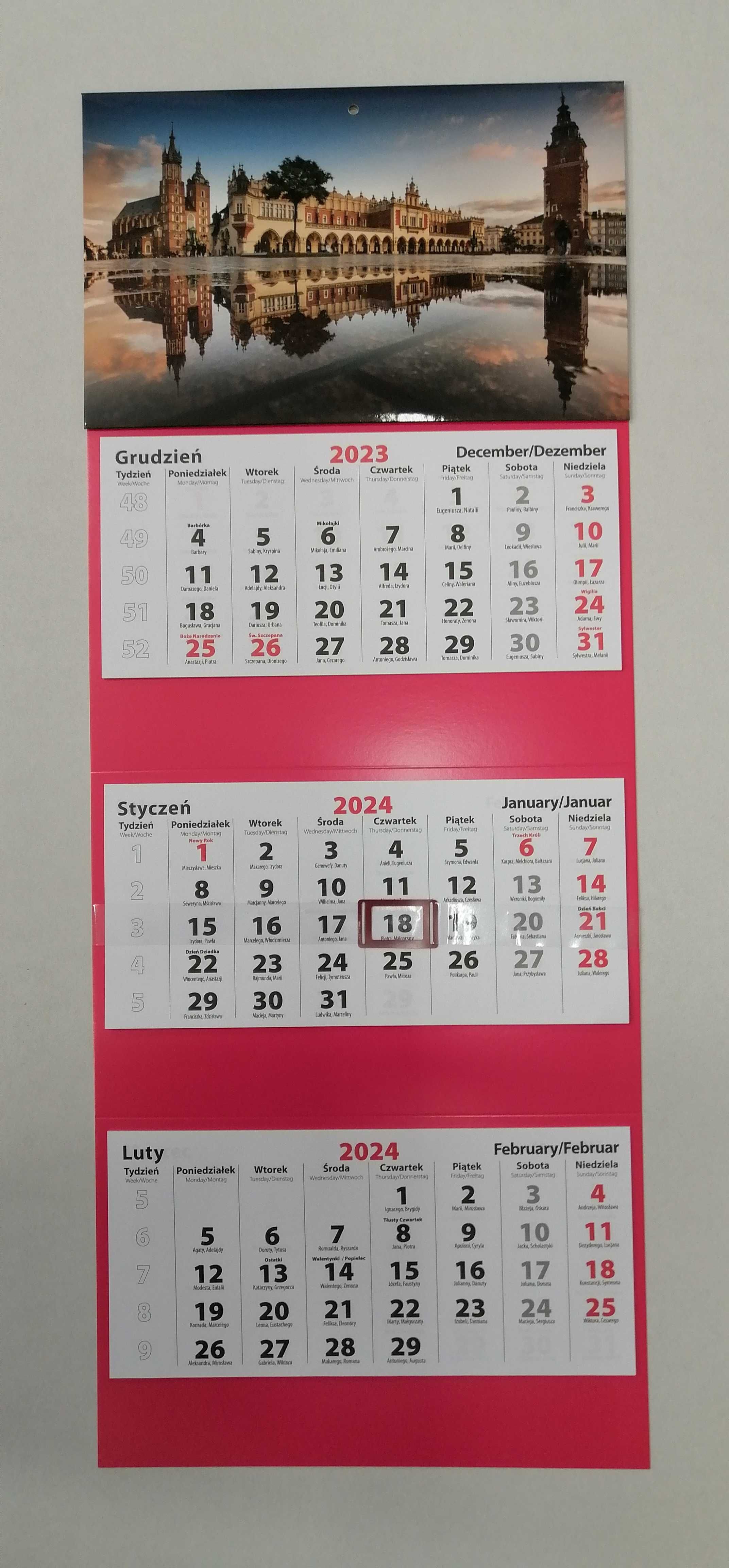 Kalendarz Trójdzielny na Rok 2024 x 3 szt. Kalendarze nr  1, 5, 10