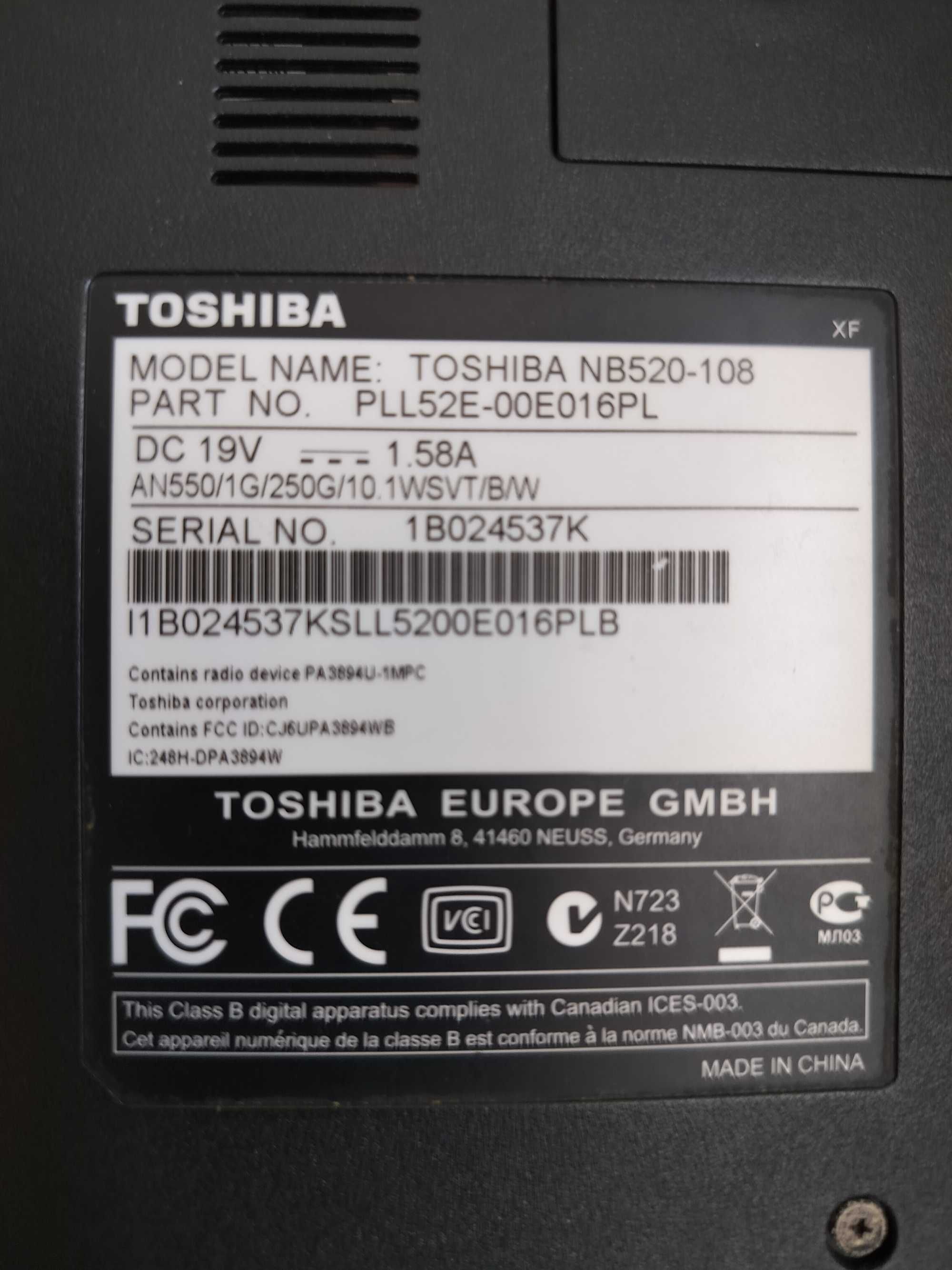 notebook TOSHIBA NB520-108