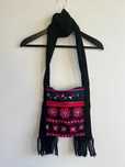 Etno Boho Hippie handmade frędzle torebka płótno wzory długi pasek