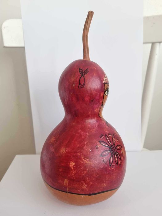 Gruszka,lalka z tykwy,kolorowa,vintage,ręcznie malowana