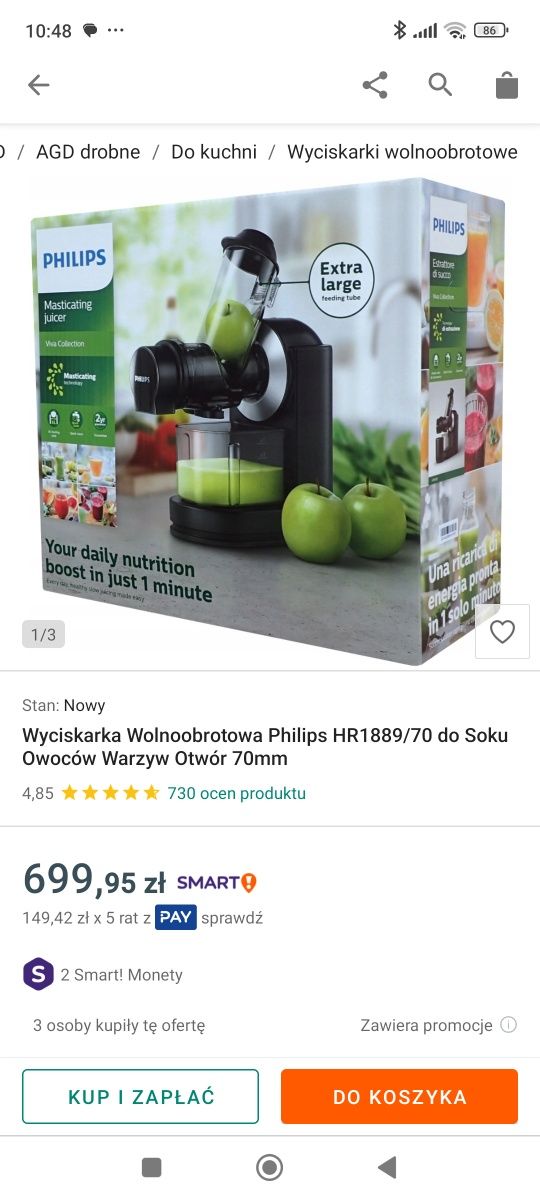 Sokowirówka wolnoobrotowa jak nowa