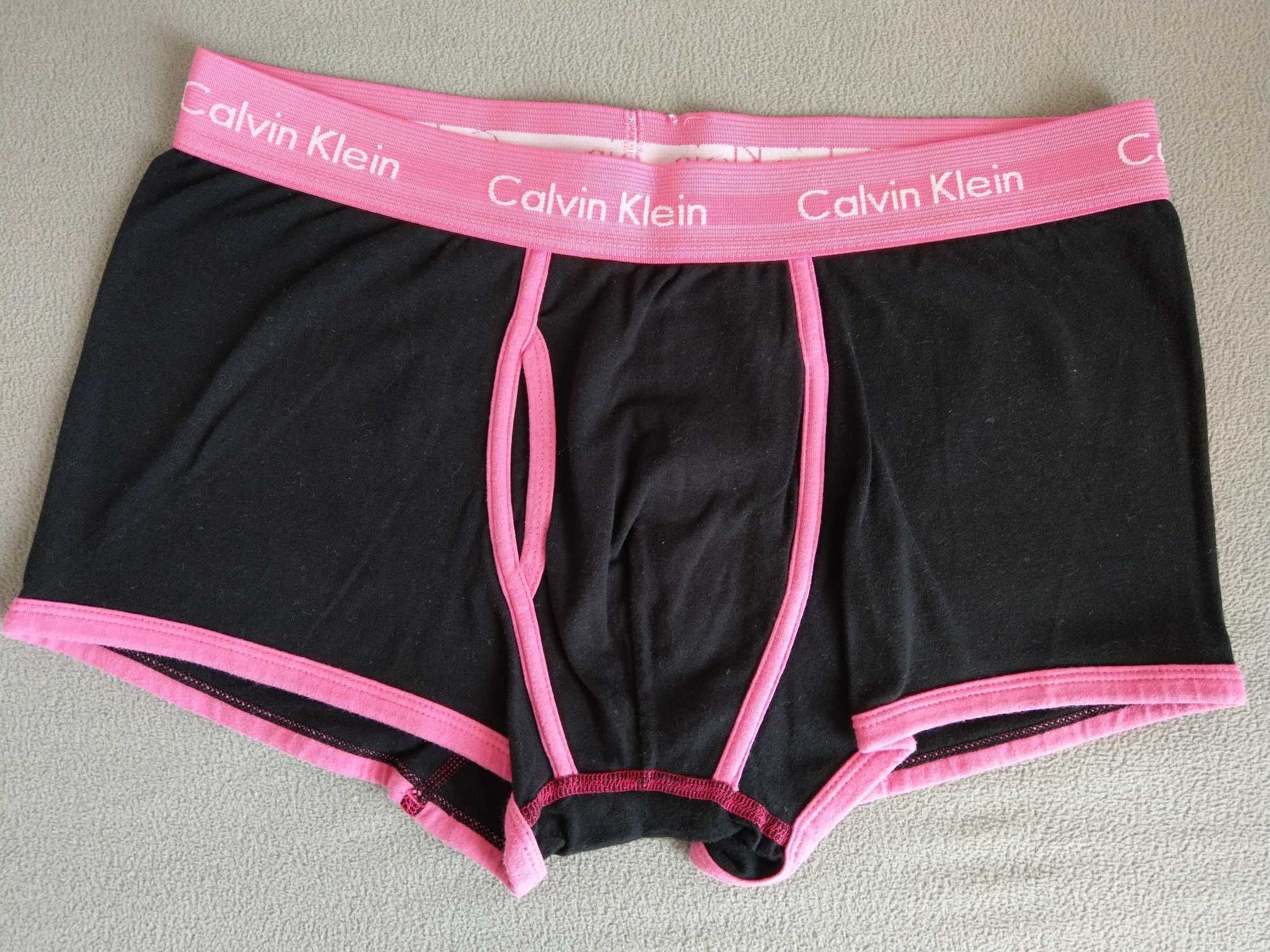 bokserki Calvin Klein czarno-rozowe z oblamowkami