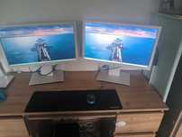Komputer PC z 2 monitorami zestaw AMD/16GB DDR4/Rx560 2GB