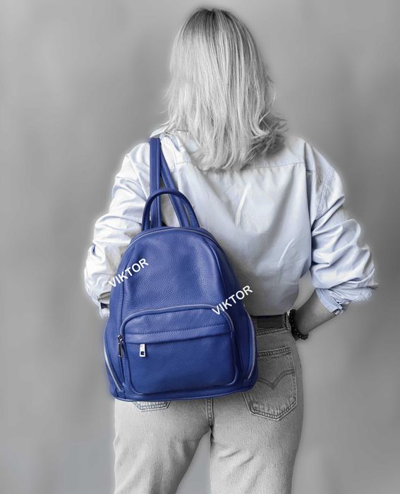 Кожаный рюкзак на молниях, итальянский. Шкіряний рюкзак