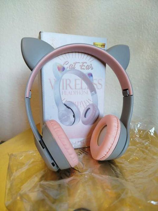 Headphones Cat Ear - Cinza/Rosa