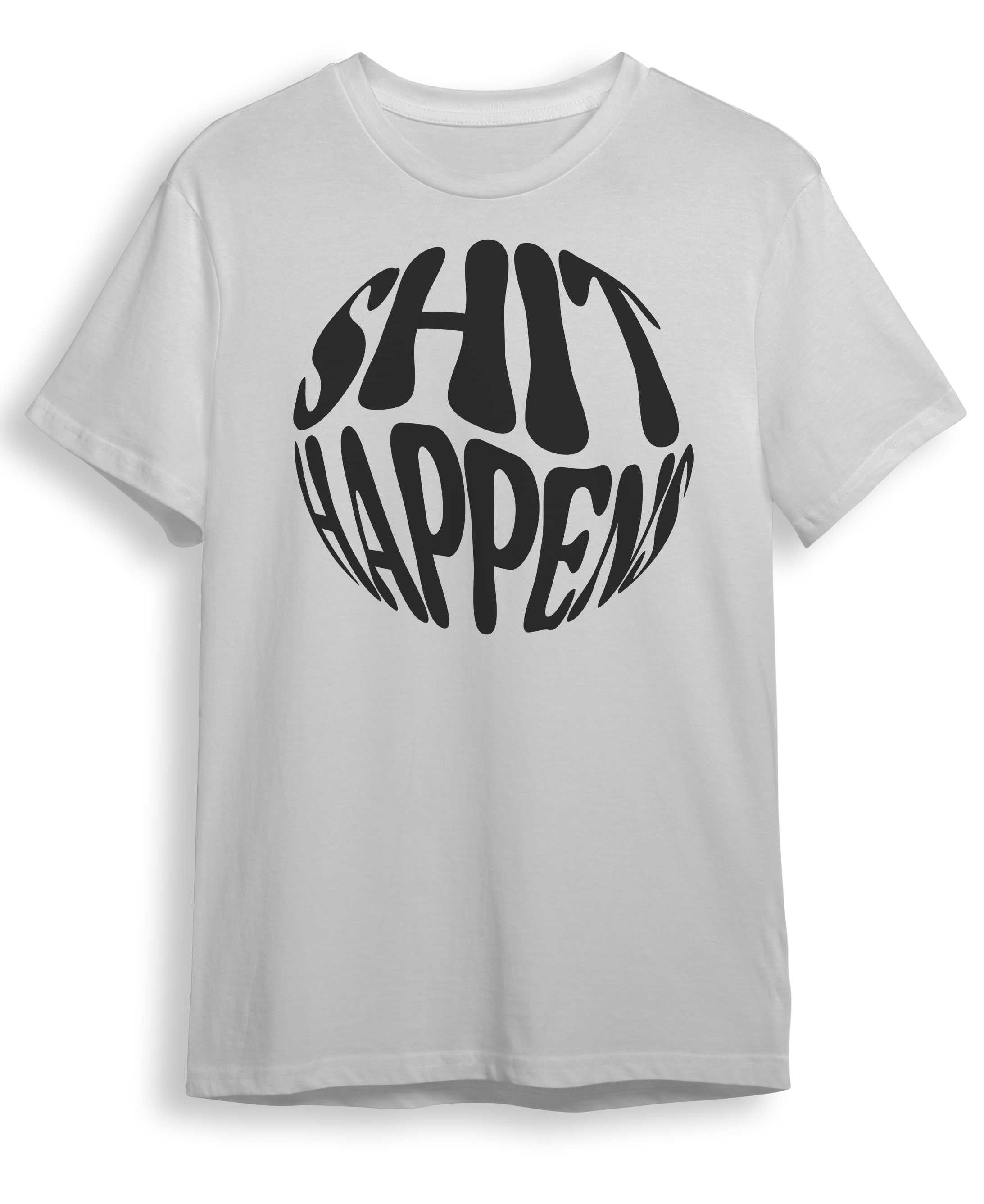 T-Shirt Personalizada (Shit Happens) Tubular basica  Algodão orgânico