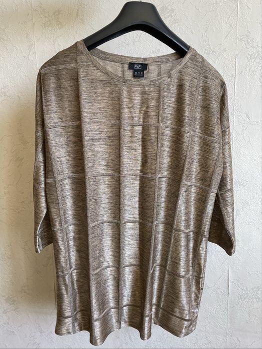 Elegancka brązowa bluzka damska M 38 rękaw 3/4 oversize