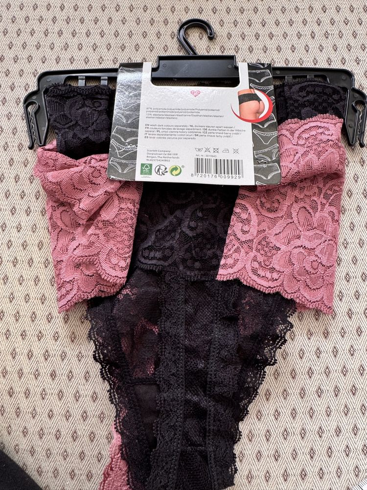 Majtki stringi 2 pary S 36-38 nowe koronkowe