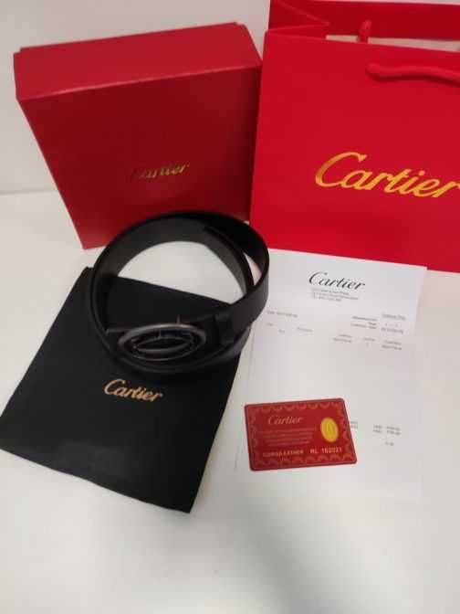 Cartier Męski pasek firmowy, skóra naturalna, Francja 318