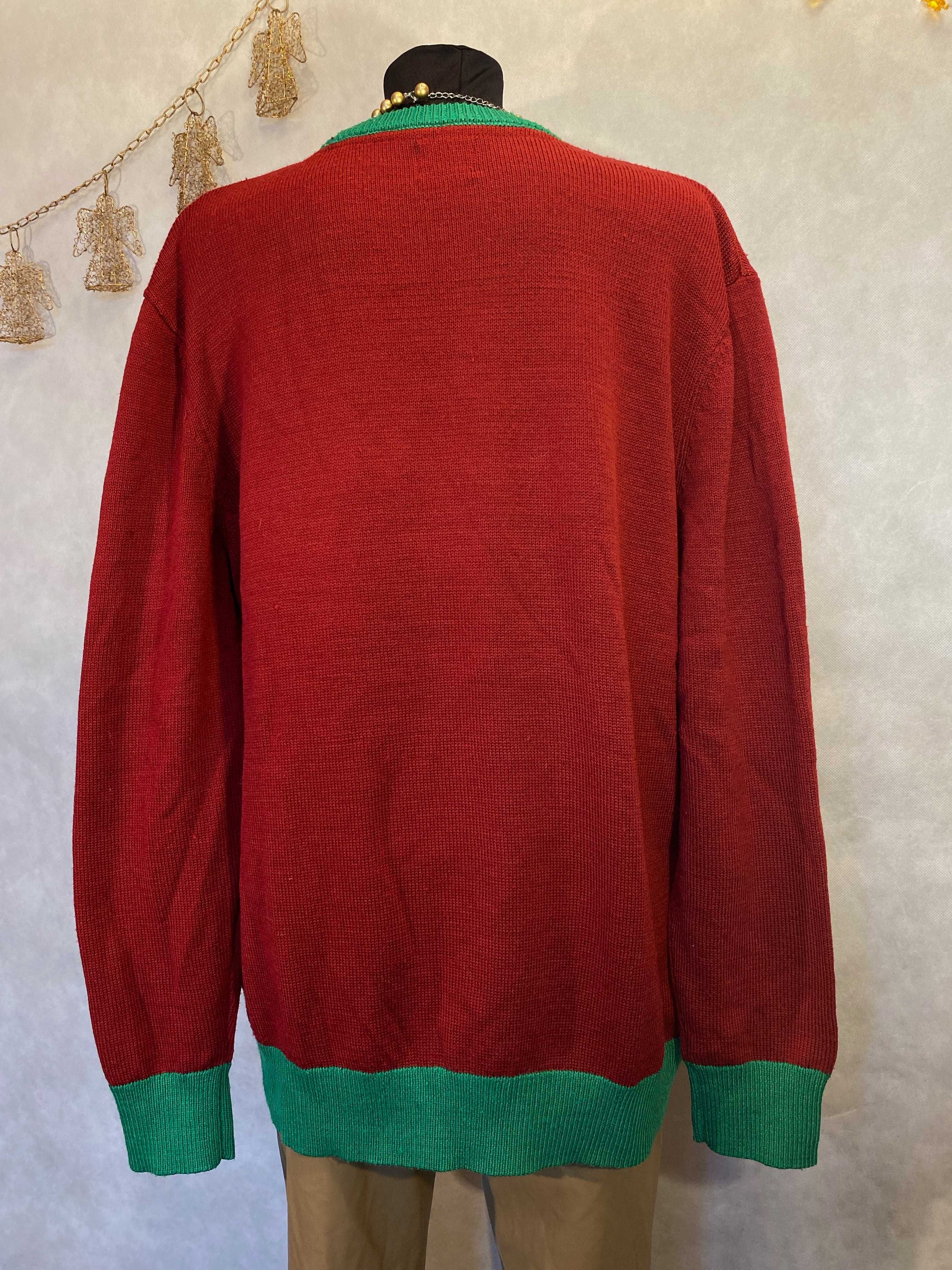 Sweter świąteczny z kominkiem printem casual H&M 40 M L na zimę święta