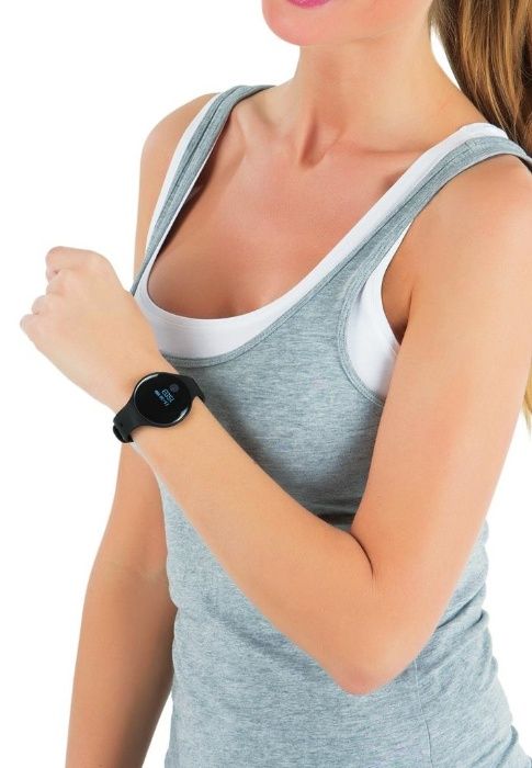 Czarna Opaska Fitness Smart Watch Fitness Zegarek KCAL