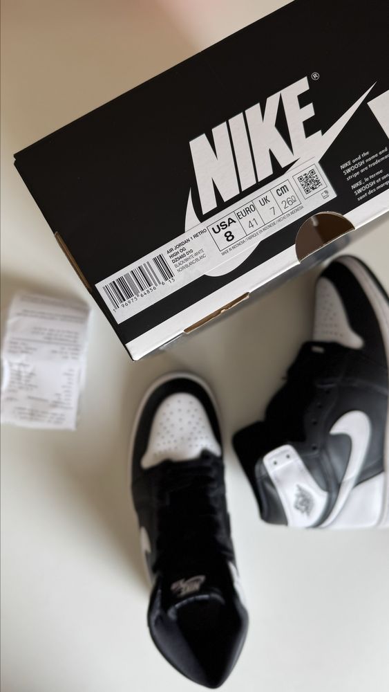 Nike Air Jordan 1 Retro High OG Black White Panda r.41 wkładka 26 cm.