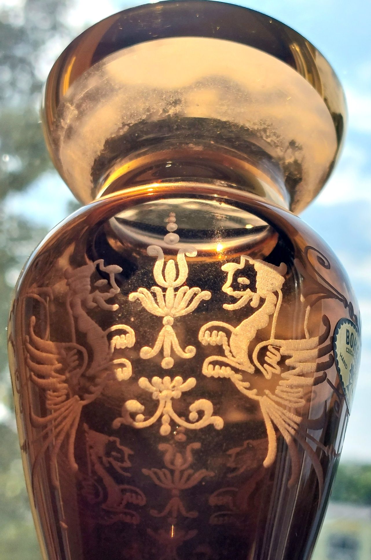 KRYSZTAŁ Ręcznie frezowane.mocno złocony.BOHEMIA.