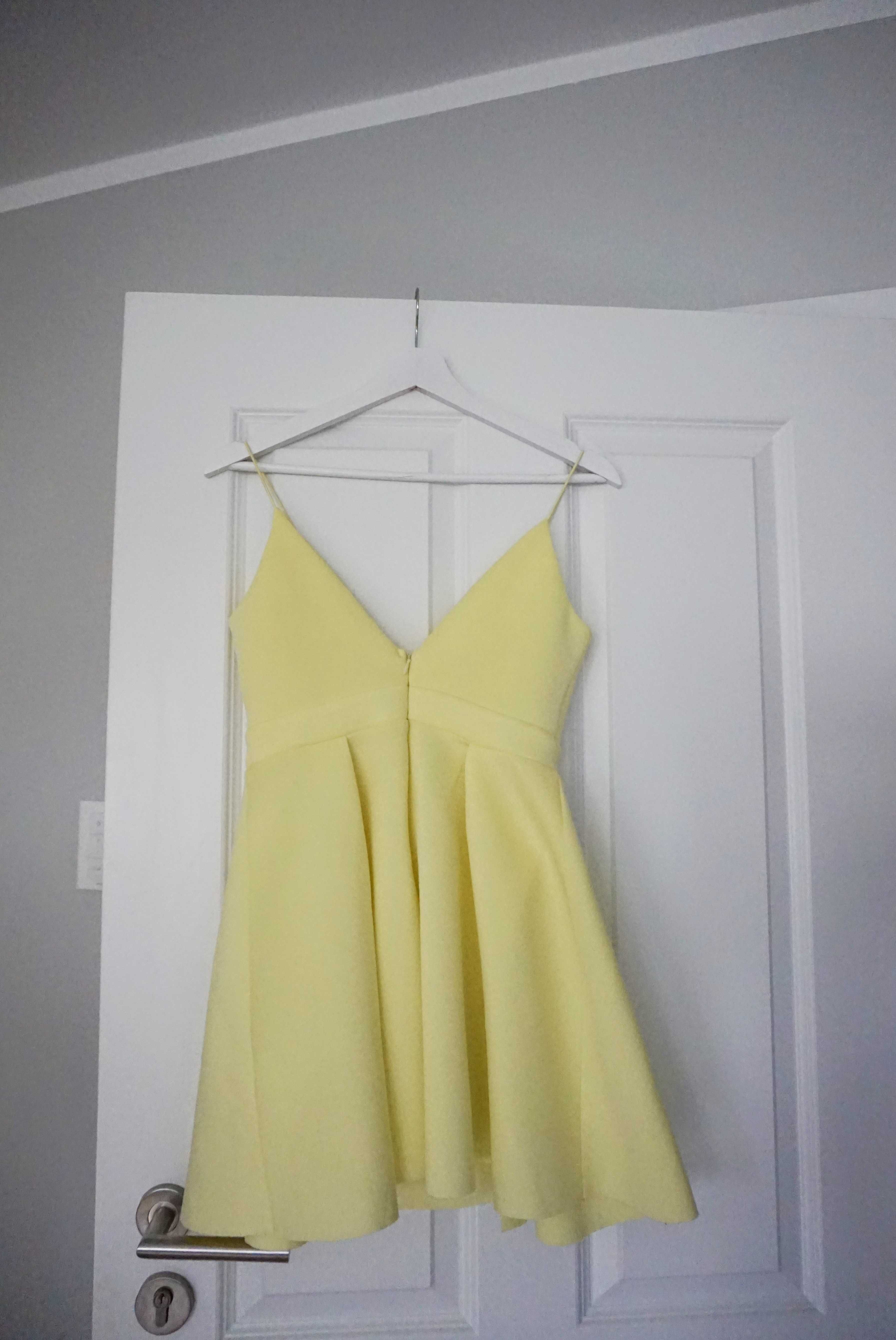 34 XS Asos żółta pastelowa sukienka skater dress wesele imprezowa
