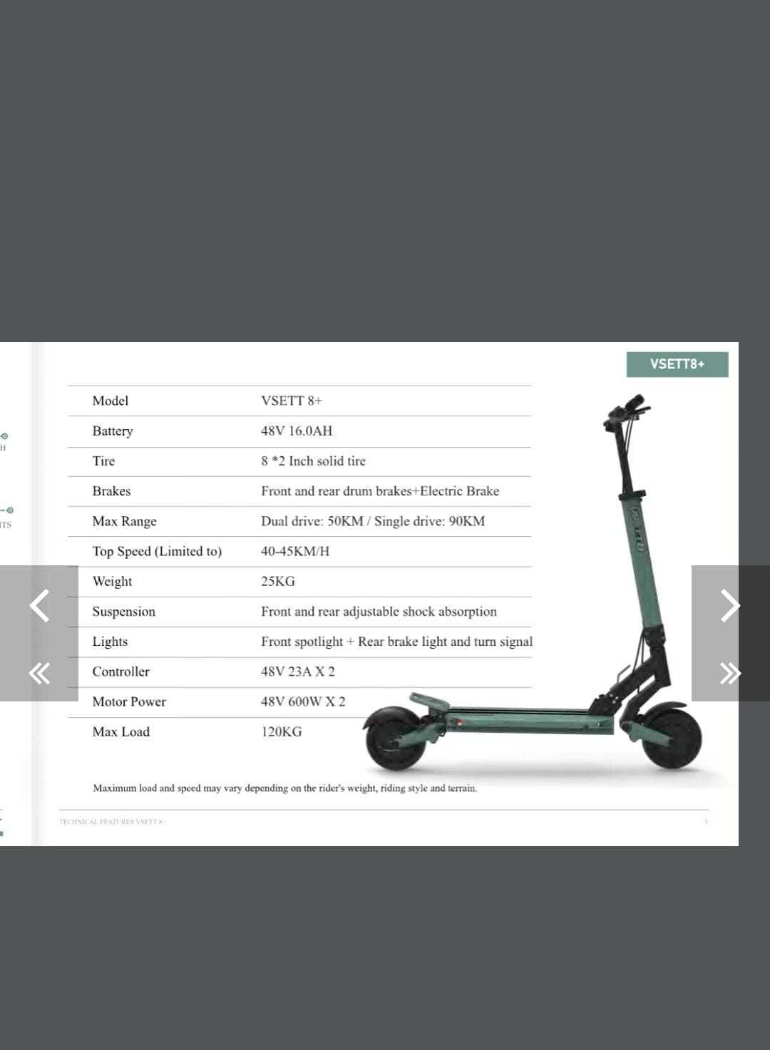 VESETT 8 1200W 90KM 45KM/H