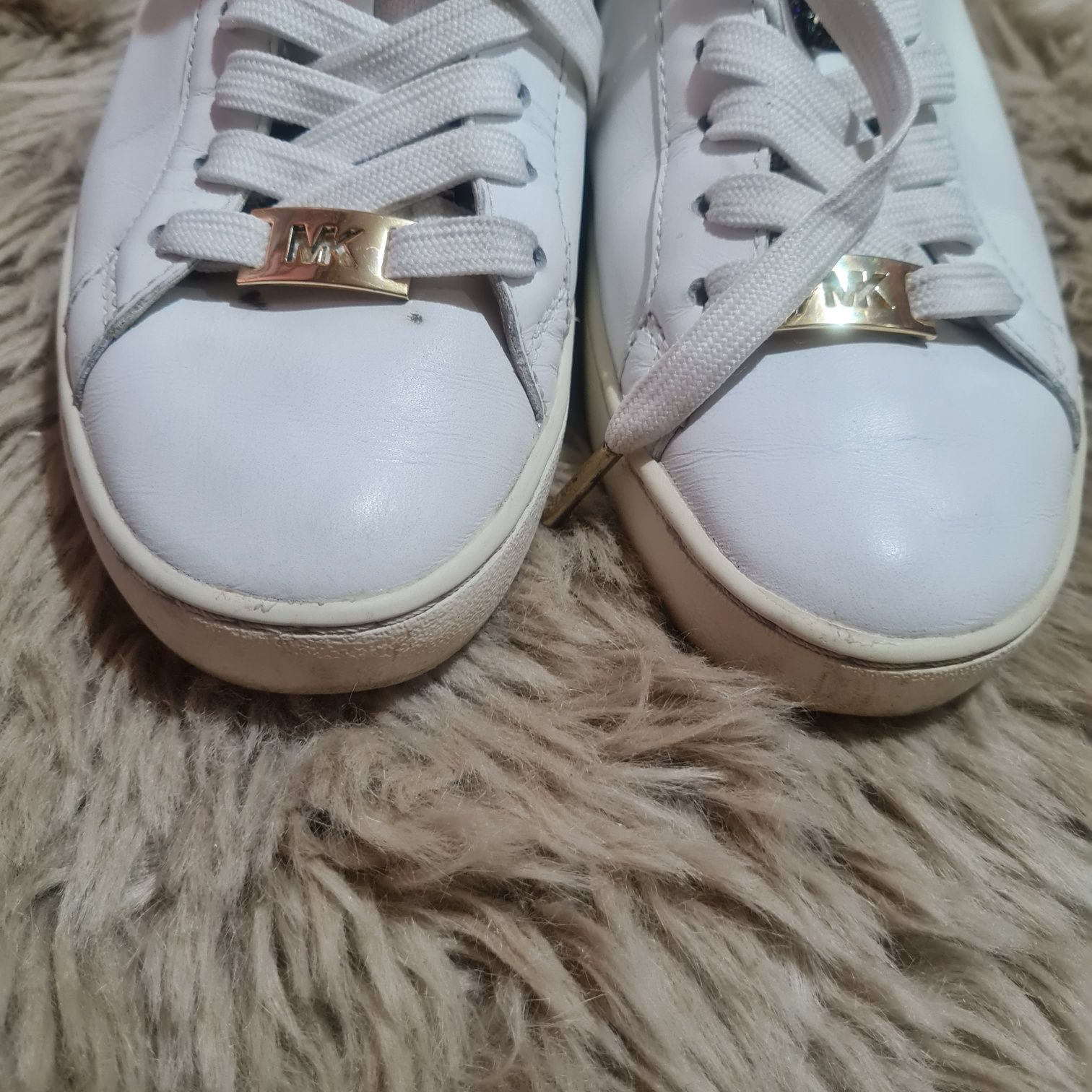 Michael Kors tenisówki skórzane białe z brokatem r. 35 trampki adidasy