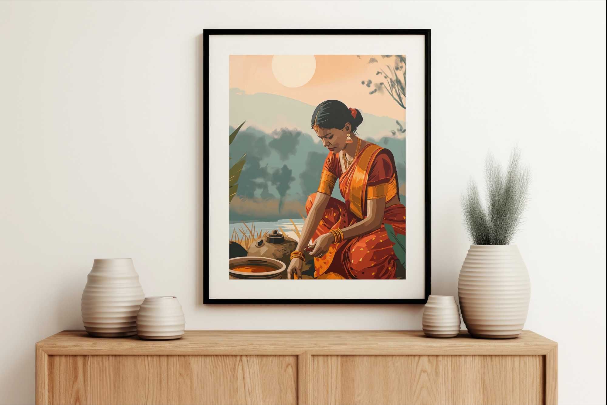 Plakat 50x50 Codzienność w Odcieniach Złota | Indie Vintage Minimalizm