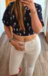 Sexy crop top krótka bluzka bluzeczka we wzorki sexy ZARA