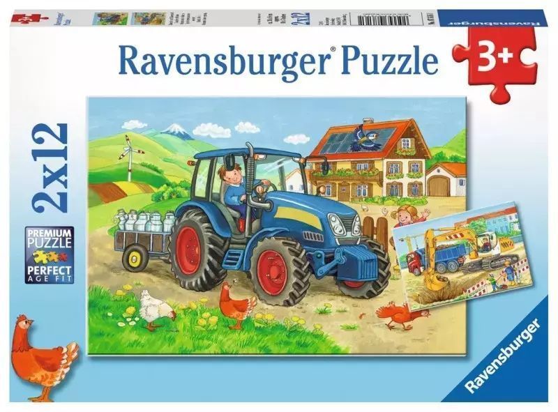 Puzzle 2 x 12 elementów. Ciężka praca. Ravensburger
