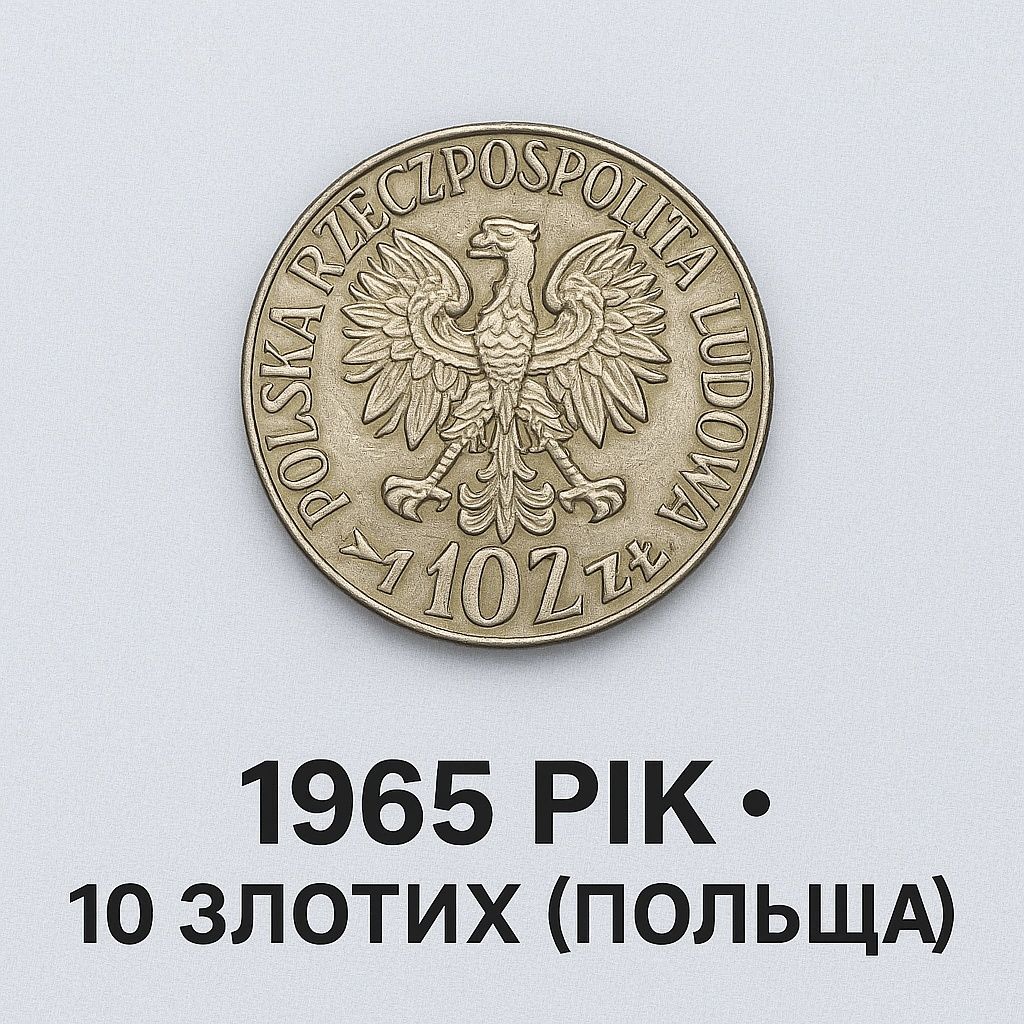 Монета Польща 10 злотих 1965— Міколай Копернік