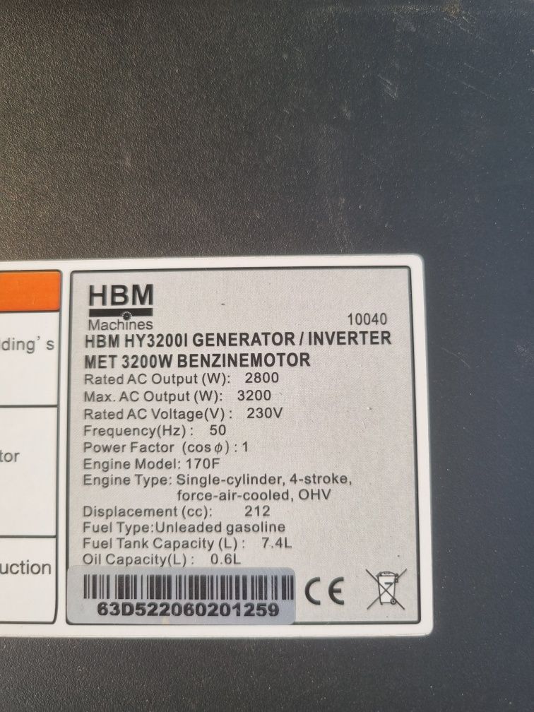 генератор інверторний  HBM HY3200W 3,2 КВ