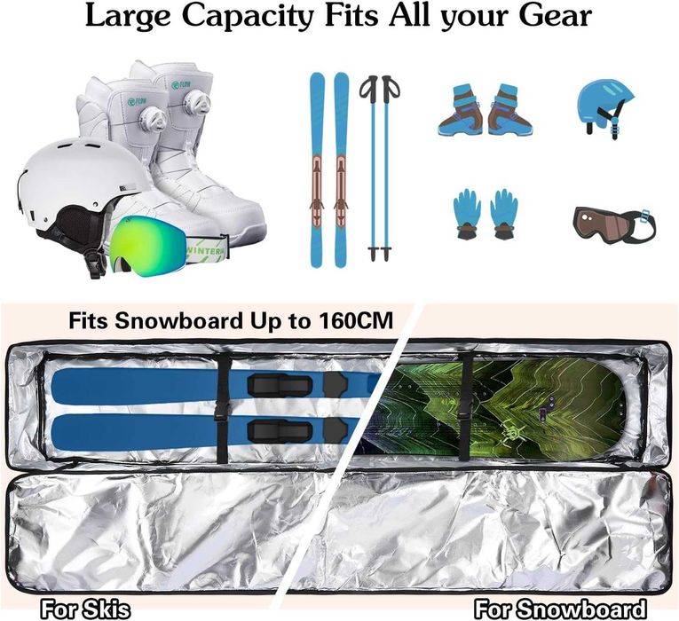DAUSROOB Snowboar torba na kółkach  snowboardowa i narciarska