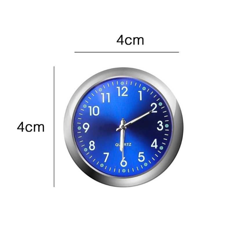 Zegar Kwarcowy do Samochodu - Niebieski - 4cm - Ozdoba Auta