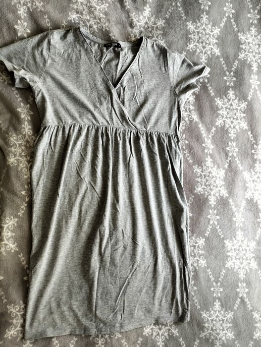Tunika ciążowa, L, szara, do karmienia, krótki rękaw