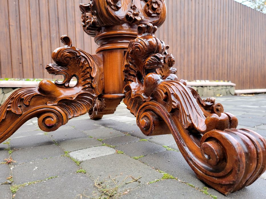 Вінтажний Дубовый обеденный стол резьба Барокко  Бельгия