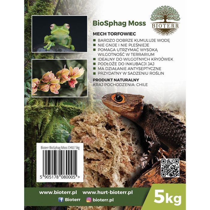 Biosphag Moss Chile Mech Torfowiec Sphagnum Chilijski 5Kg 250L