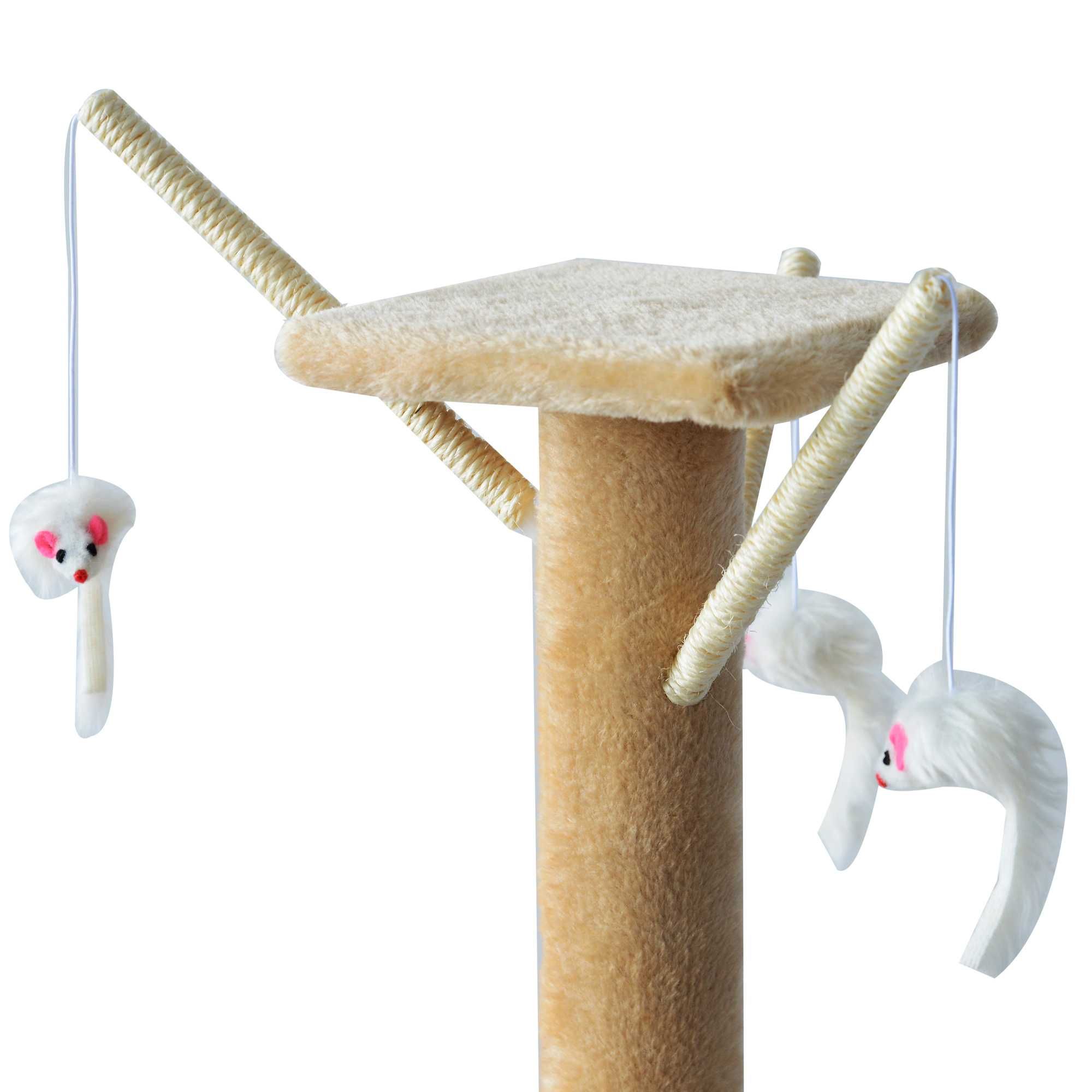 Árvore Arranhador para Gatos com Plataformas e Casota – 131 cm Bege