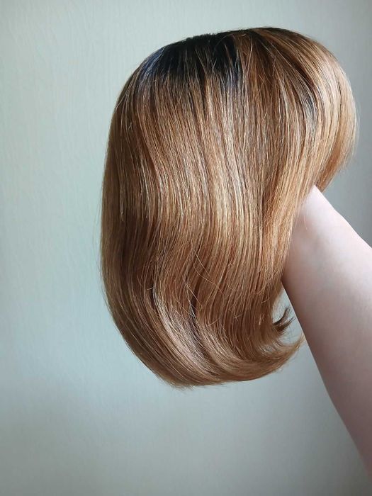 Перука з натурального волосся парик натуральные волосы 30, 28см амбре