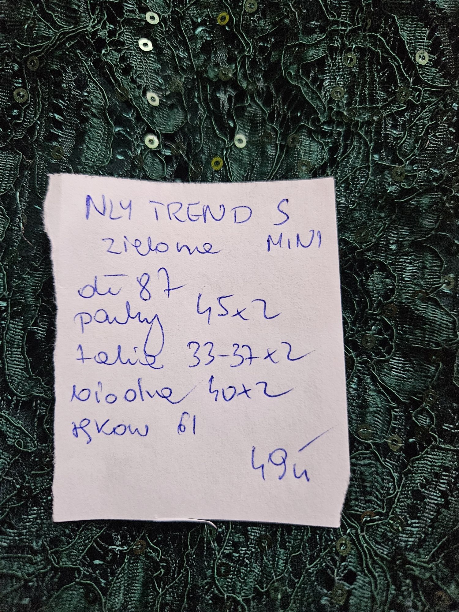 Nly trend sukienka butelkowa zielen koronka cekiny r s m