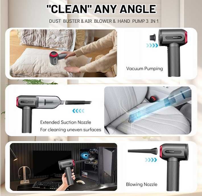 Odkurzacz bezprzewodowy, 4 w 1 Przenośny Mini Odkurzacz