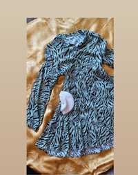 Ніжна нова фісташкова (зелена) міні сукня DeFacto (L 40) принт зебра