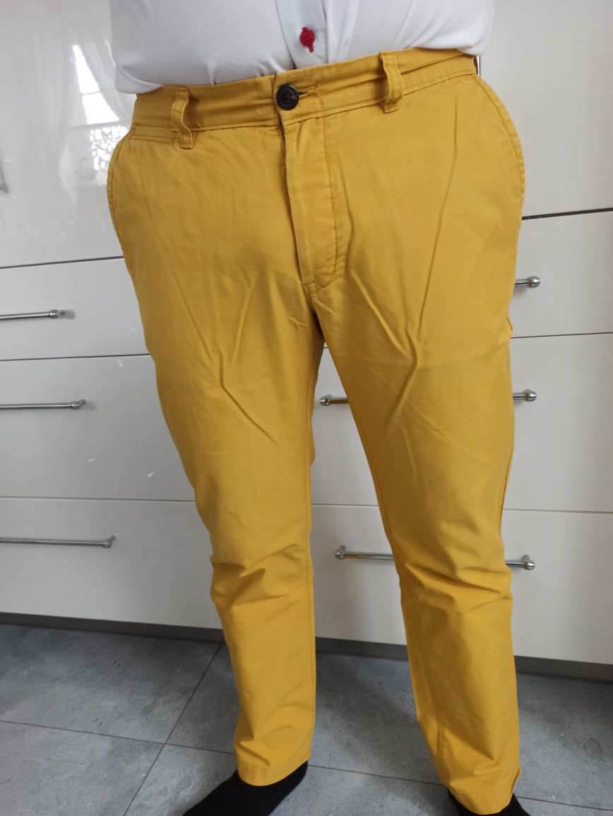 Sg Musztardowe spodnie męskie L , XL Slim chino chinosy męskie L , XL